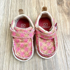 Twisted X Infant's Driving Moc- Tan and Pink, 5M EUC